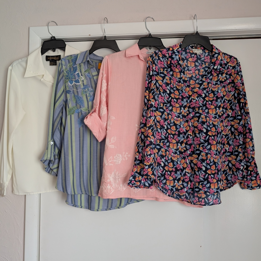 Kim Rogers Mixed Print & Solid Women's Tunic Tops - Multi-Color - Picture 3 of 4